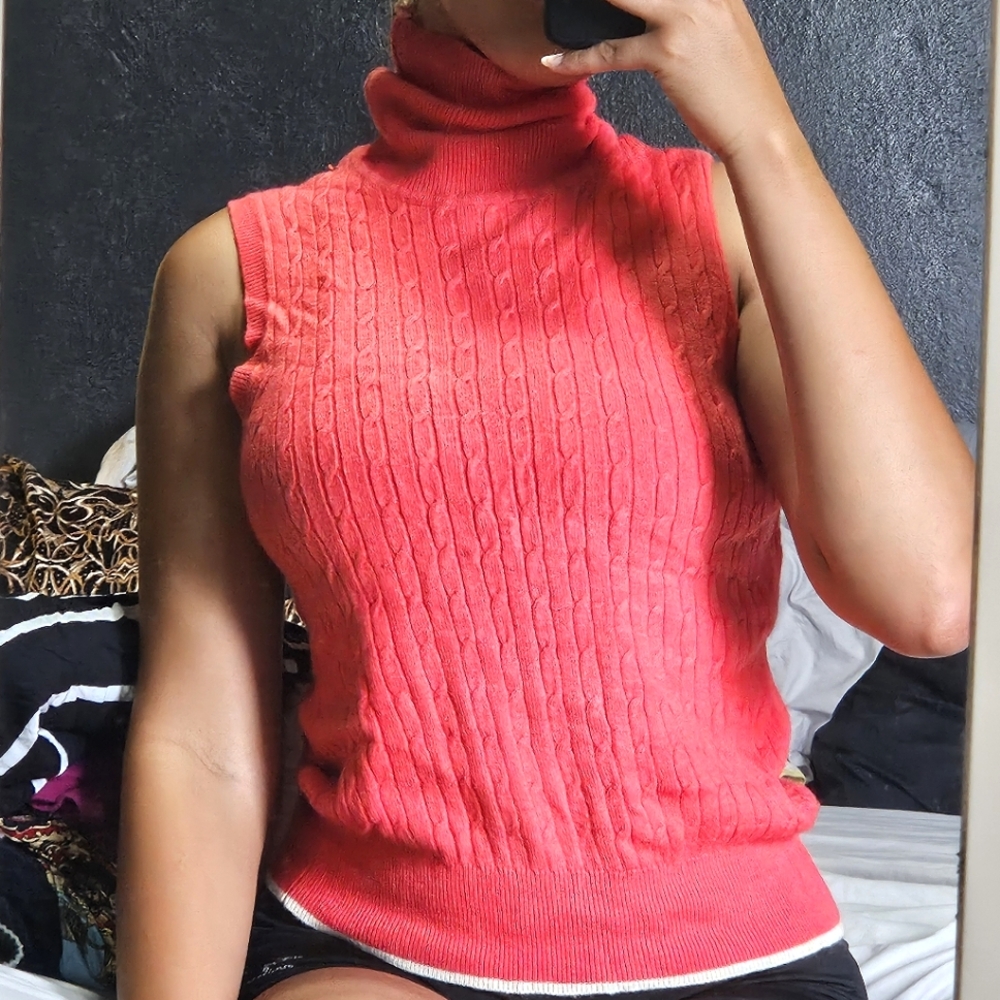Pink turtle neck sweater vest